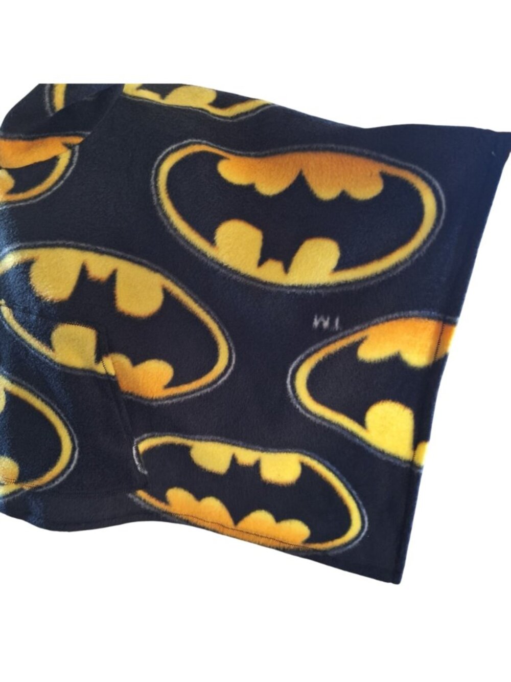 Handmade Batman Kids Fleece Poncho With Hood & Pocket Car Seat Black Yellow - Picture 3 of 11